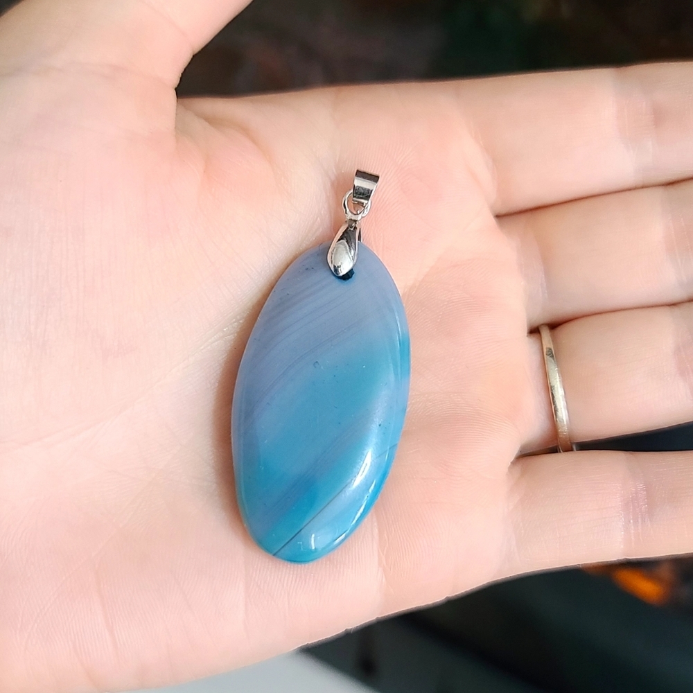 Cute Light Blue Lace Agate Pendant 🤩